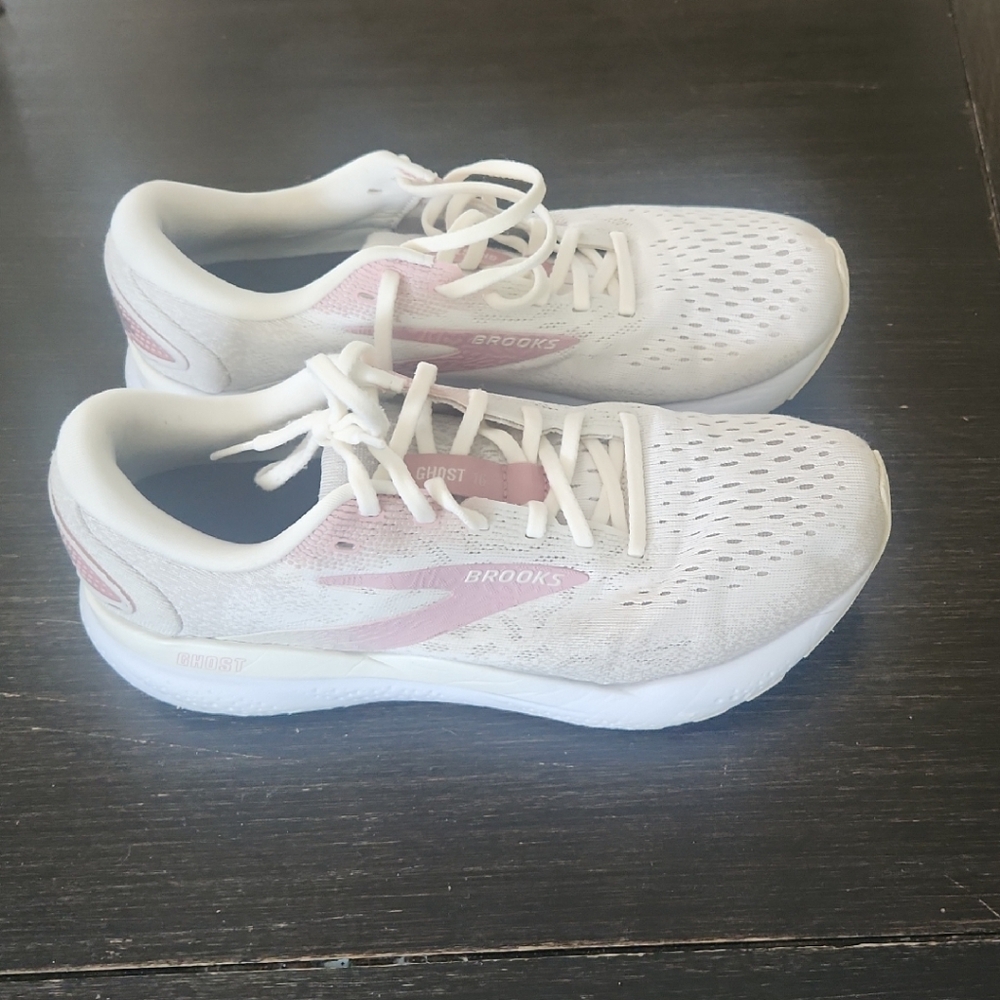 Brooks White and Pink Running Shoes